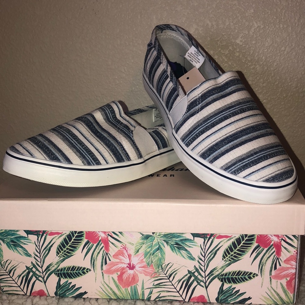 Tommy Bahama Blue & White Canvas Shoes NEW